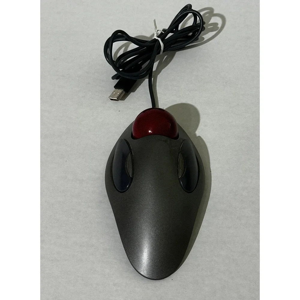 Logitech T-BC21‎ USB Wired Optical Trackman Red Marble Mouse Trackball